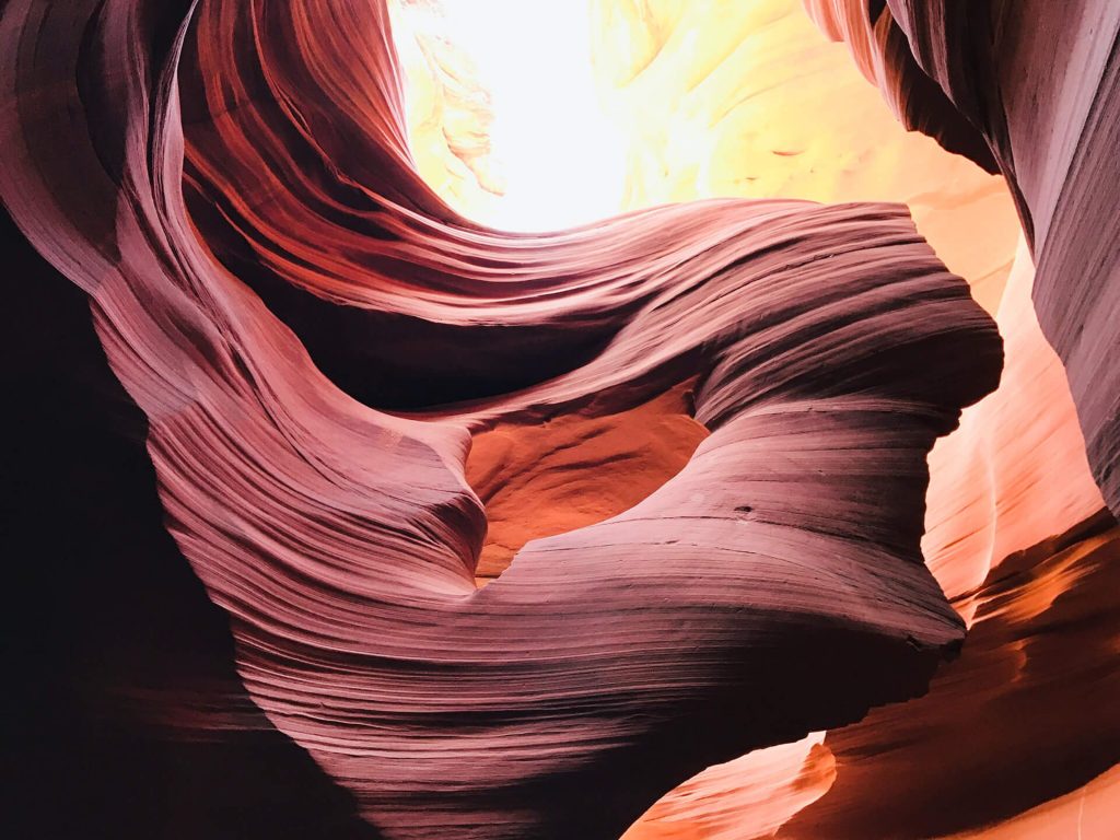sandy walls of lower antelope canyon