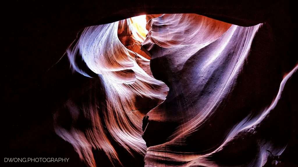 shadowy look through Antelope Canyon walls