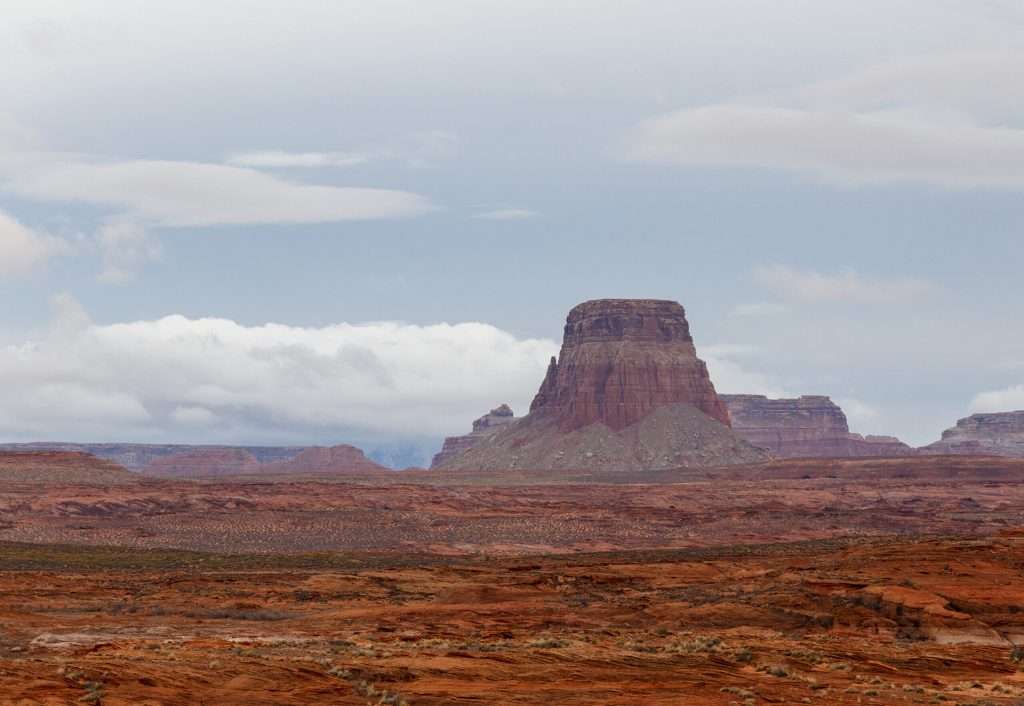 large rock formation in distance