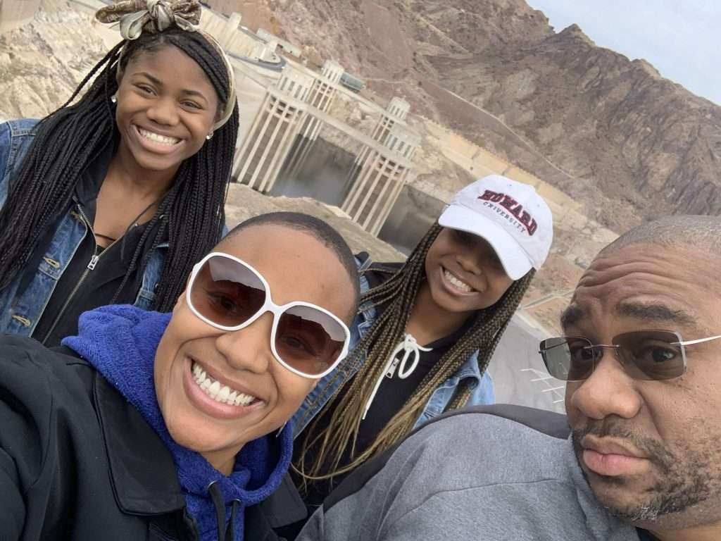 group selfie at Hoover Dam