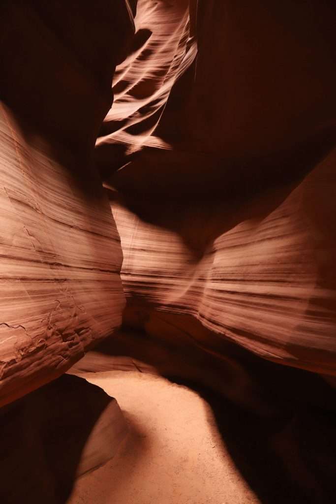 shadowy path through canyon floor